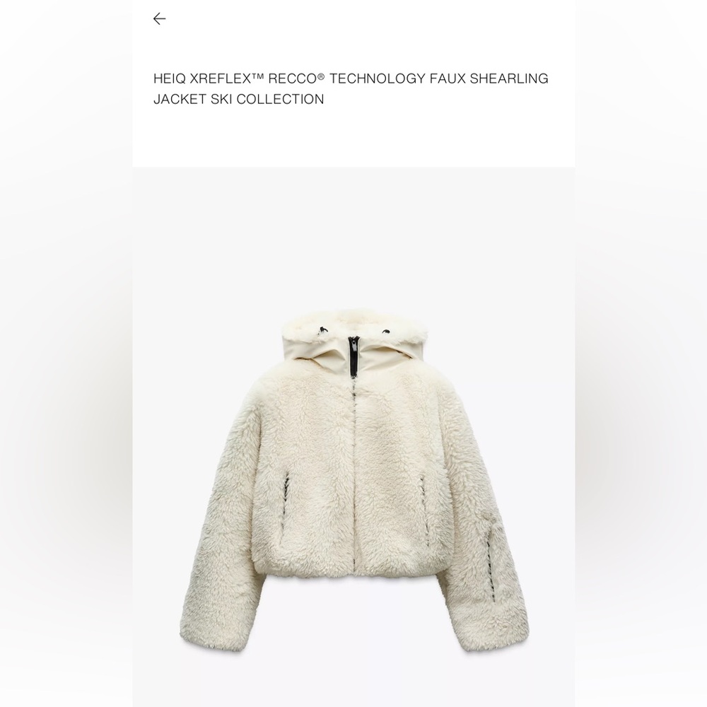 Zara Cream Women Cropped Faux Shearling Ski Jacket